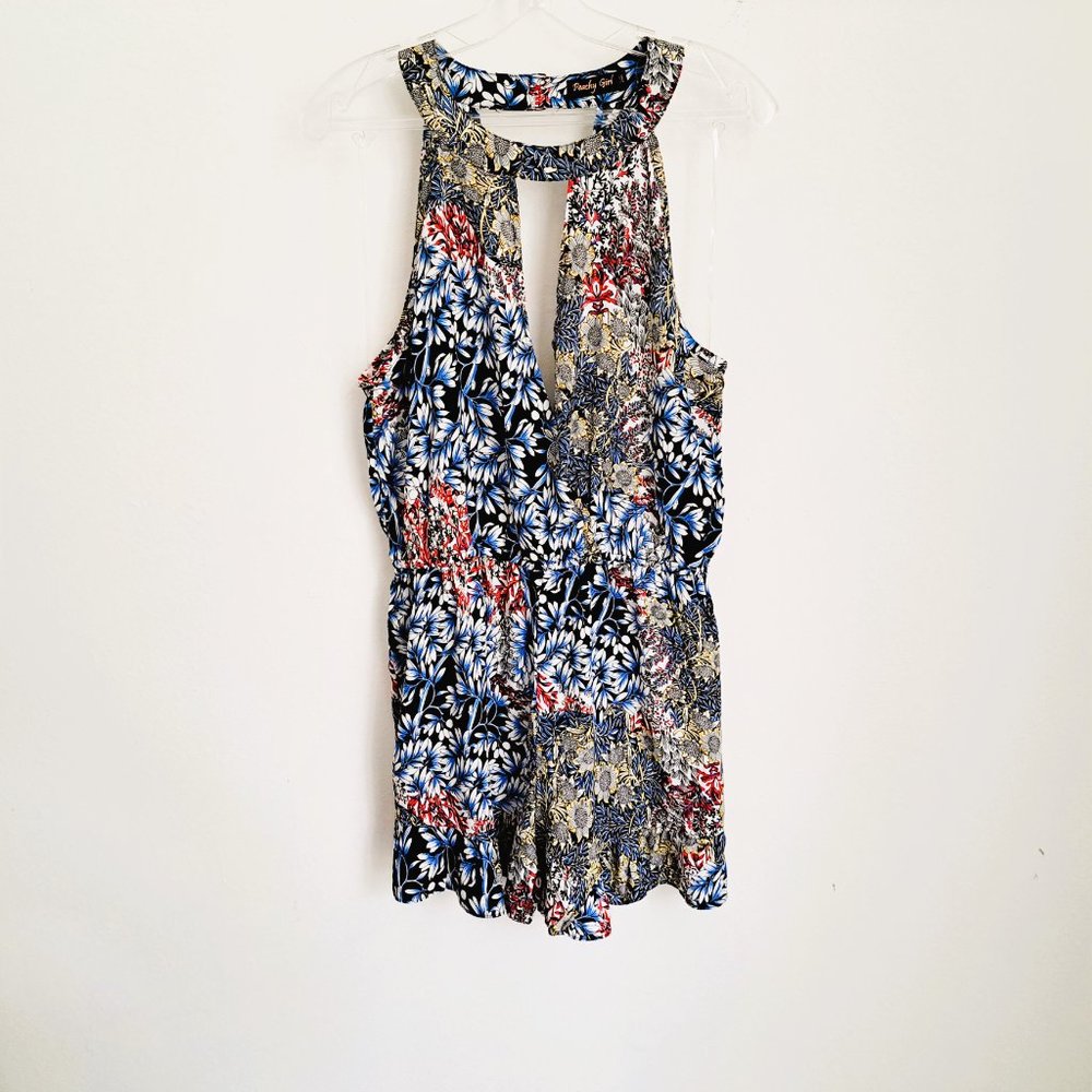 Peachy Girl Juniors Floral Mini Rompers Sleeveless Size M